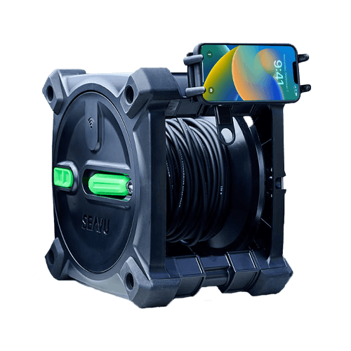 Seavu livestream cable and reel with phone mount