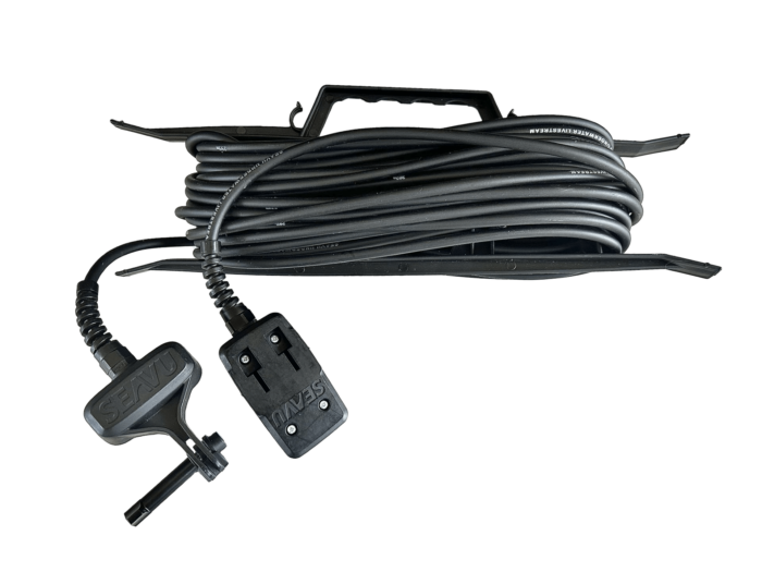 Seavu Seeker Livestream cable which includes a receiver, cable and transmitter to transmit wifi and bluetooth