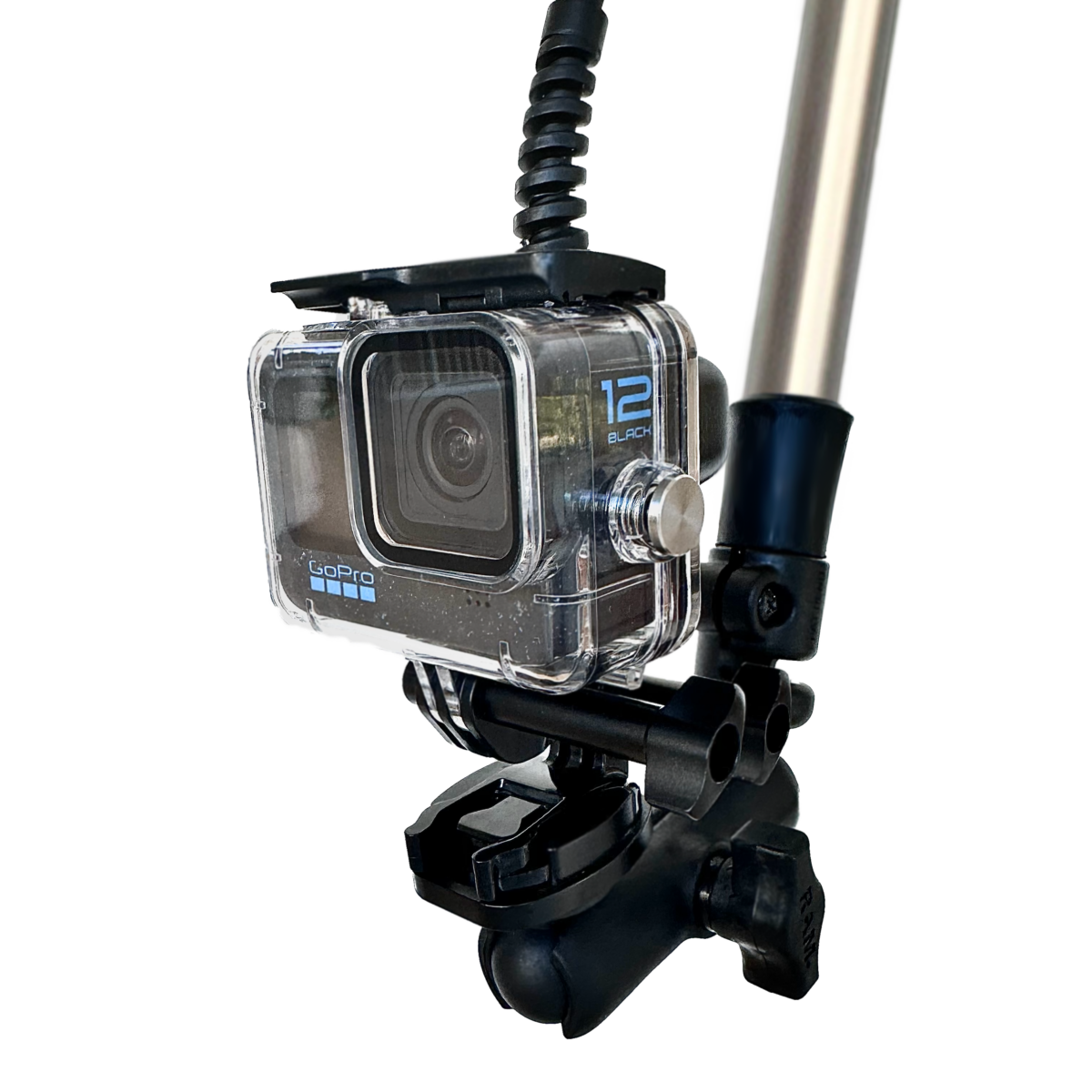 GoPro and DJI extension pole mount for underwater inspections