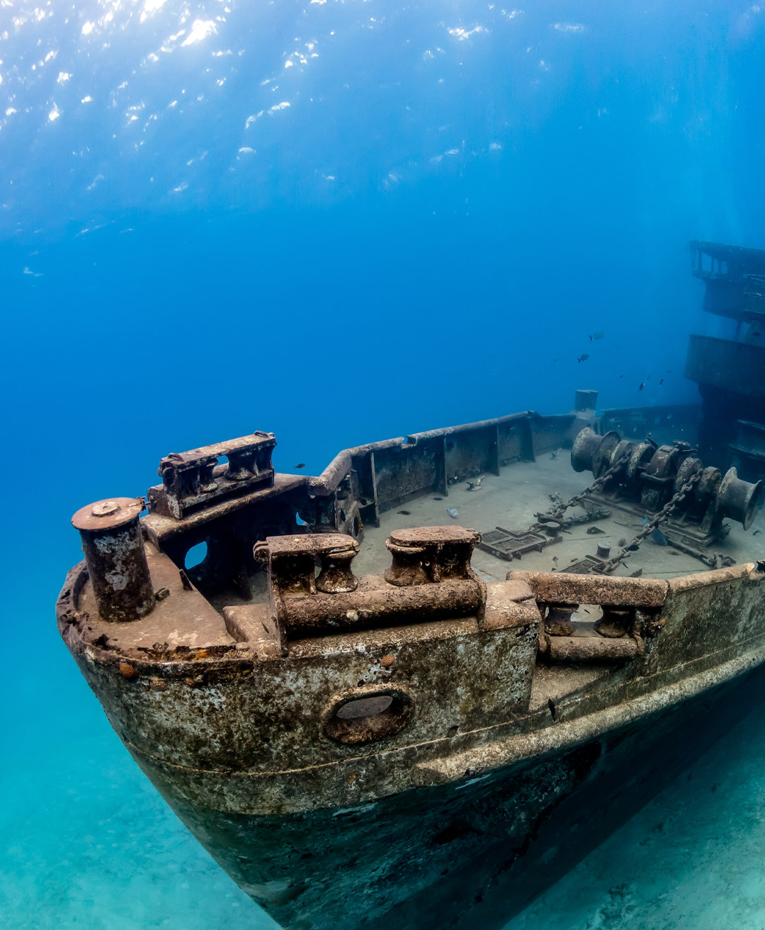 Underwater shipwreck captured during marine exploration