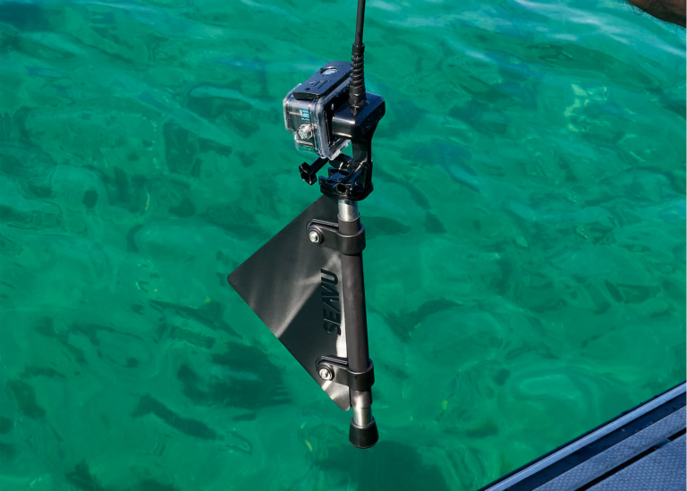 Seavu Seeker with GoPro and Current Fin being deployed to scope underwater fishing grounds